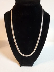Silvertone Box Chain Necklace 925 Marked 18-19" Lobster Clasp Lovely - Picture 1 of 10