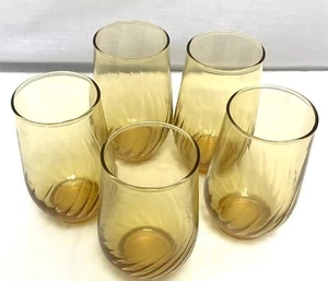 5 Vtg Anchor Hocking Regal Gold Amber Glasses MCM - Picture 1 of 3