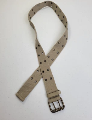 Cinturón con correas de lona bronceado doble ojal ajustable golf militar adulto talla 16 Foto 1 de 4