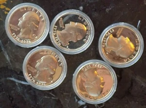 PROOF COMMEMORATIVE SILVER QUARTER LOT OF FIVE 1776-1976 - Picture 1 of 2