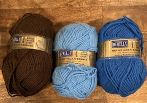 Mixed Lot of 3 BERNAT BERELLA Knitting Worsted Gauge 4 YARN 100% Acrylic 4 oz - Picture 1 of 5