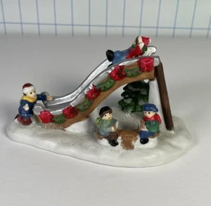Cobblestone Corners Christmas Village Children On Slide Playground Figure 2002. - Picture 1 of 10