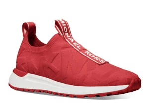 Nuevo Michael Kors Bodie Zapatillas Sin Cordones Botines Rojo Carmesí Tejido Elástico - Imagen 1 de 5