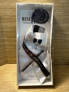 WINE BUTLER Tuxedo Fancy Wine Bottle Cover Clothes New Millennium Wedding Tophat - Picture 1 of 8