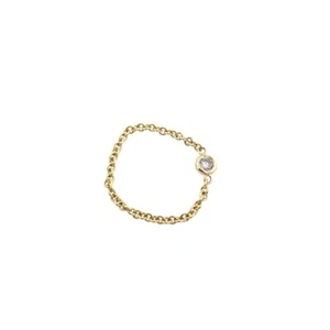 0.065ct I/SI Natural Diamond In Rubover Setting, Chain Link Ring, In 9ct Gold - Picture 1 of 2