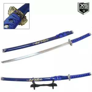 40" Blue KATANA Sword DRAGON Carbon Steel Blade Collectible SAMURAI w/ Stand - Picture 1 of 5