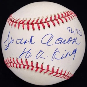 Hank Aaron HR King Signed ONL Baseball LE #76/755 JSA LOA Graded MINT 9! - Picture 1 of 5