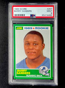 1989 Score Football #257 Barry Sanders Detroit Lions RC Rookie HOF PSA 9 MINT A