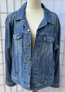 H&M+ Women's Blue Denim Button Close Collared Jacket ~ Sz EUR 48 (Approx AUS 20) - Picture 1 of 18