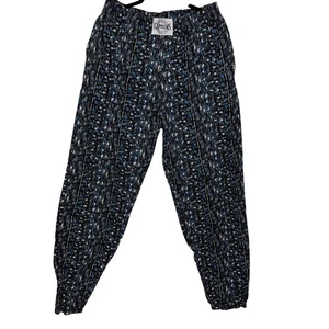 Vintage 80'World Tour Captains Black/Blue Geometric Parachute Pants MC Hammer XL - Picture 1 of 9