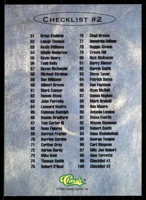 1993 Classic Draft Picks check list #2 - Image 1 of 2