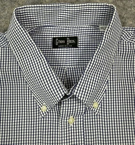 Gitman Bros Mens Dress Shirt Size 18.5 34 Big Tall Blue Plaid Made In USA - Picture 1 of 9