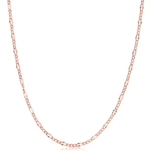 14k Rose Gold Figaro Link Chain Necklace (18 inch) - Picture 1 of 5