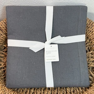 POTTERY BARN BELGIAN FLAX LINEN TABLECLOTH, 70" X 144" ~ CHARCOAL GRAY - Picture 1 of 5