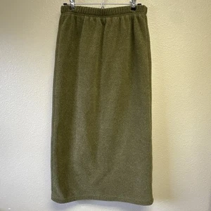 Bryn Walker Small Green Deep Pile Fleece Skirt Back Slit Comfort Minimalist - Picture 1 of 10