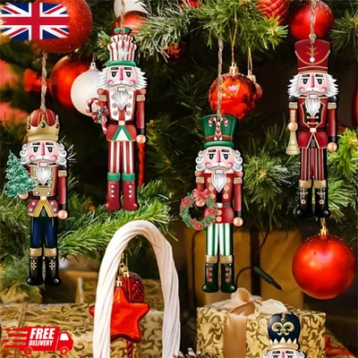 12 Pcs Nutcracker Soldiers Wooden Christmas Tree Decorations Xmas Hanging Decor - Image 1 of 4