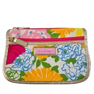 Lilly Pulitzer Cosmetics Pouch Bag Makeup Flowers Floral Pink Lining - Picture 1 of 11