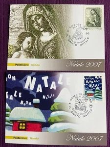 2007 CARTOLINA FILATELICA NATALE annulli FIRENZE ROMA - Imagen 1 de 3