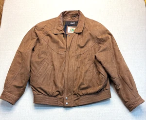 Vintage Bomber Field Gear Leather Full Zip Lined Pockets Brown Jacket XL - Picture 1 of 5