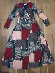 Maxi abito Anthropologie Porridge Virginia patchwork boho multicolore avvolgente taglia M - Foto 1 di 16