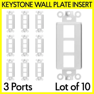 10 Pack 3 Port Decorative Wall Plate Keystone Insert WallPlate QuickPort Design - Imagen 1 de 4