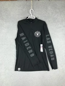 NFL Team Apparel Las Vegas Raiders 1/4 Zip Mock Neck Long Sleeve Black Shirt L - Picture 1 of 12
