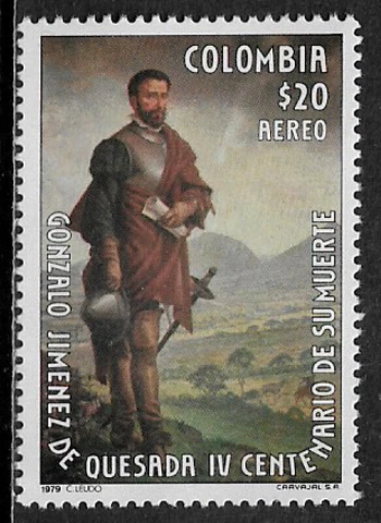 Colombia #C678 MNH Stamp - Gonzalo Jimenez de Quesada Painting Cover