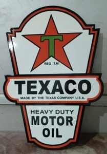 Texaco Motor oil  Porcelain Enamel Heavy Metal Sign  24 x 17 Inches  Double Side - Picture 1 of 6