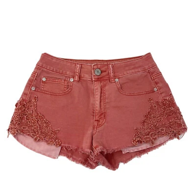 Pantalones cortos de mezclilla American Eagle High Rise Festival para mujer talla 2 pantalones cortos oxidados Foto 1 de 4