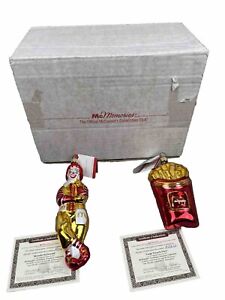 McDonald’s McMemories Ronald McDonald & French Fries Set of 2 Glass Ornaments