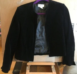 Buffums, schwarze Samt Matador Jacke, geteilte Bündchen, Damen 14, super Zustand!80 - Bild 1 von 5
