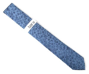 Cravatta uomo Bar III Cornell tono floreale moderna 2 3/4" misto seta blu $55 - Foto 1 di 4