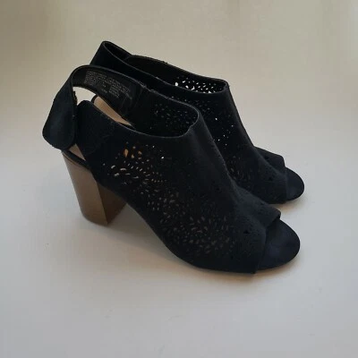 Botín Big Buddah Negro Gamuza Punta abierta Corte Láser Talla 7.5 Foto 1 de 4