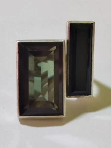 Daniel Swarovski Paris Large Silver Ring cca26.9gr with Green and Black Stone - Picture 1 of 12