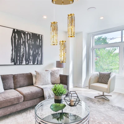 金色水晶吊灯3灯簇吊坠灯天花板照明装置 — 第 1/4 张图片