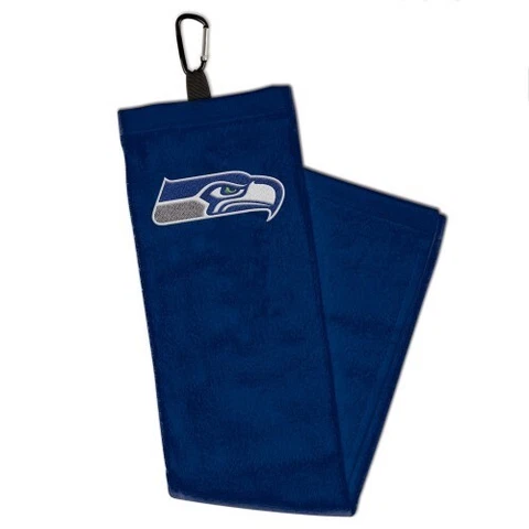 Seattle Seahawks Golf Towel 15x25 NFL Tri-Fold Sports Fan Football Hook Clip Rag Cover