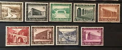  Germany 3RD REICH 1936   Mi 634-42 Sc B93-101Buildings  MNH - Image 1 of 3