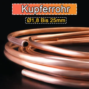 Kupferrohr Stange Kupfer Rohr Durchmesser 1,8 Bis 25mm DVGW Weich Kupferrohrring - Bild 1 von 47