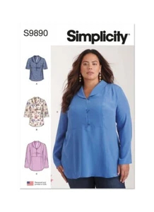 SIMPLICITY Schnittmuster 9890 Damen Ladies Blusen, Tops 30w-38w RABATT - Bild 1 von 7
