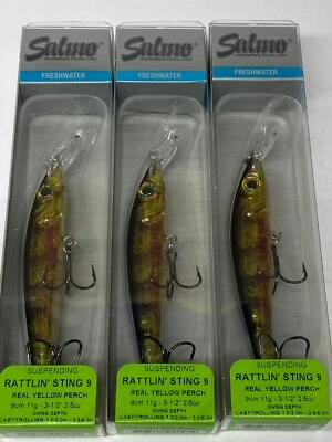 Jerkbaits by Salmo,Lot of 3, Rattin' Sting 9, 2/5 oz., New - Image 1 of 3