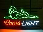 COORS LIGHT WOMAN Neon Sign Light Beer Bar Pub Wall Hanging Real Glass 19"x15"