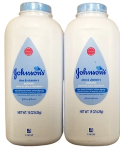 Johnson's Powder Aloe & Vitamin E 15oz ( 2 pack ) BLUE - Picture 1 of 2