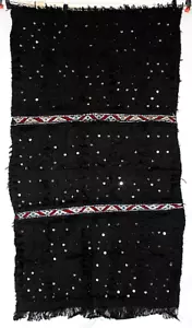 Coperta Handira marocchina misto lana 66,5" x 37" tradizionalmente tessuta a mano BLK - Foto 1 di 2