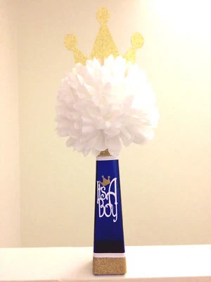 1 Centros de Mesa Royal Prince Baby Shower Corona Dorada Recortes Decoraciones de Cumpleaños  Foto 1 de 4