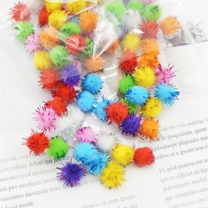 Multi-colored Shining Pom Poms Balls 1cm-3cm Fluffy Pompoms Craft Making Decors - Picture 1 of 7