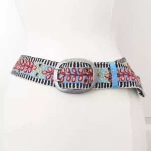New Jenny Krauss Growing Seasons Vines Embroidered Wool Belt Handmade Peru S M L - Picture 1 of 12