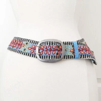 New Jenny Krauss Growing Seasons Vines Embroidered Wool Belt Handmade Peru S M L - Image 1 of 4
