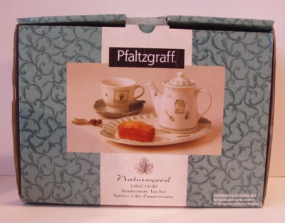 Juego de té de aniversario Pfaltzgraff Naturewood 339-C33-00 2006 raro en caja original Foto 1 de 4