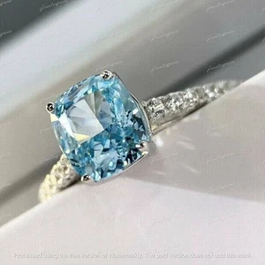 2,30 kt Cushion Cut Lab Created Aquamarin Verlobungsring 14 K Weißgold Finish - Bild 1 von 4