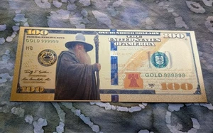 24k Gold Foil Plated LOTR Lord Rings Gandalf Collectible Novelty Banknote Mint! - Picture 1 of 2